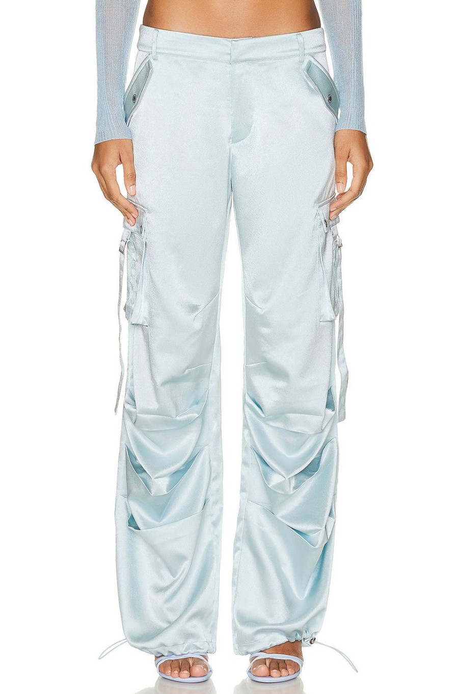 Women SER.O.YA Pants | Lai Satin Cargo Pant Light Blue