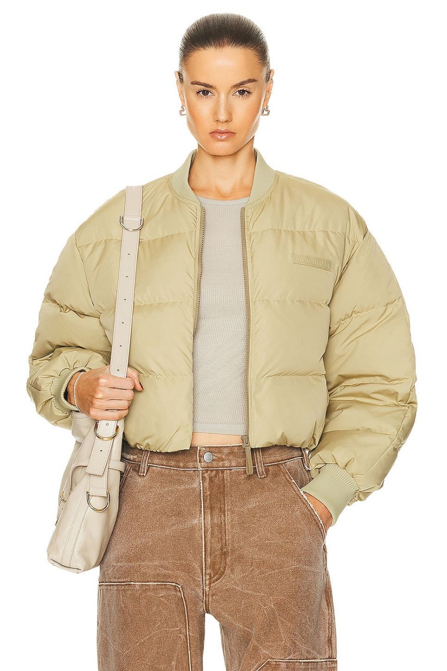 Women Acne Studios Jackets & Coats | Cropped Puffer Jacket Pistachio Green