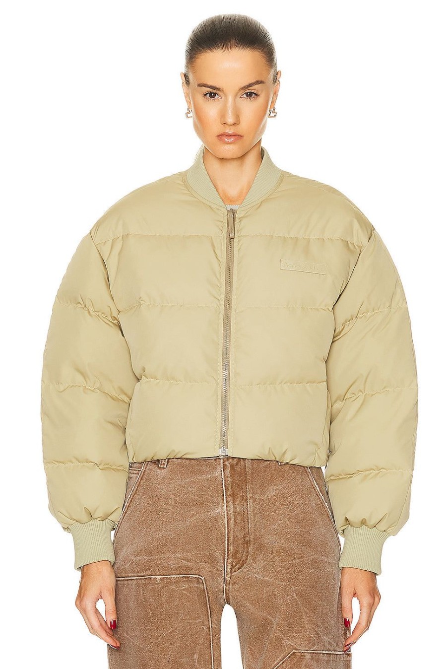 Women Acne Studios Jackets & Coats | Cropped Puffer Jacket Pistachio Green