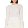 Women Enza Costa Sweaters & Knits | Long Sleeve Cashmere Crew Neck Sweater Chalk