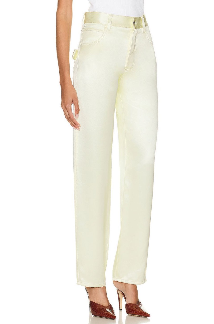 Women Bottega Veneta Pants | Twill Straight Leg Trouser Camomile