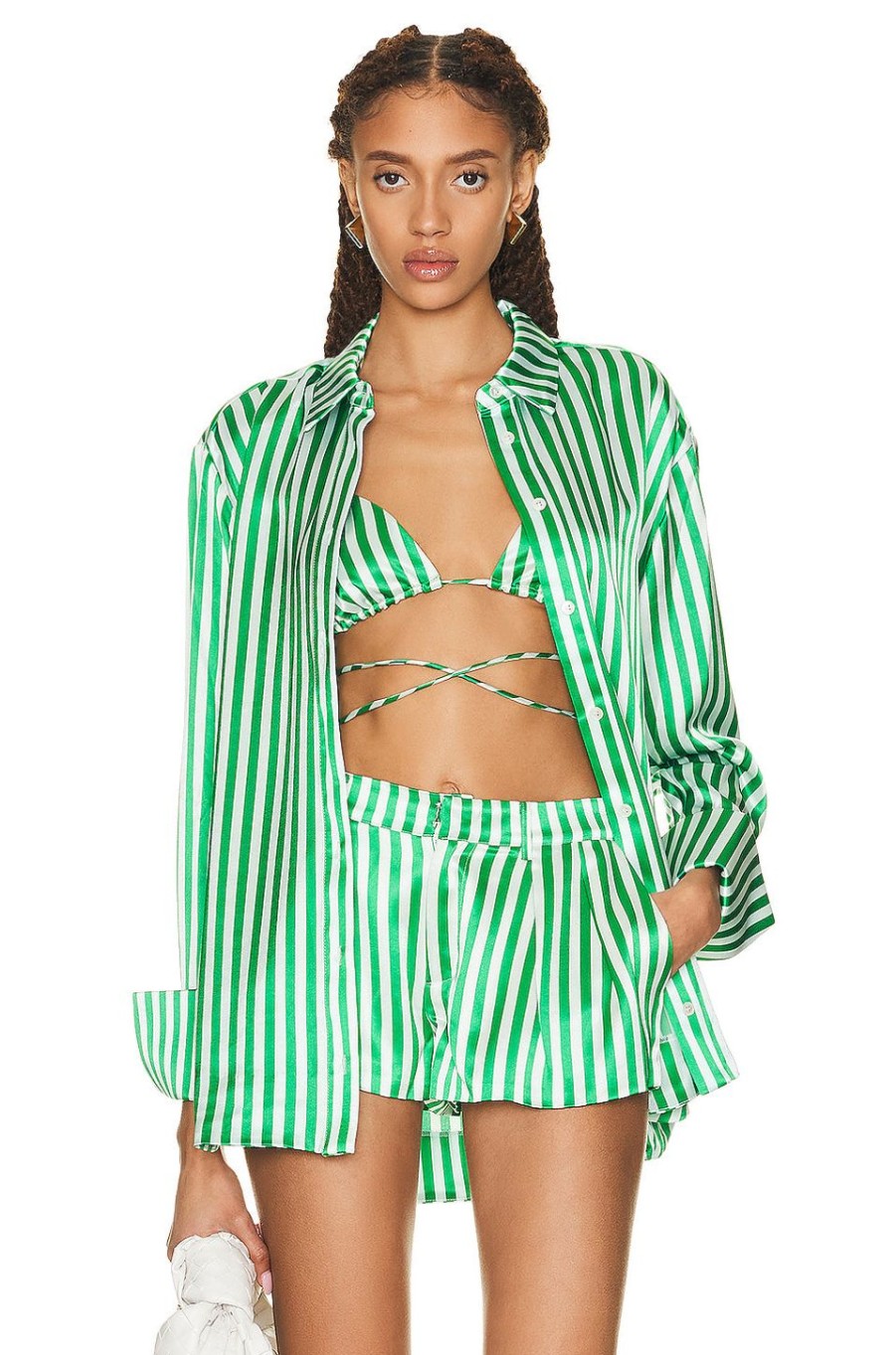 Women SER.O.YA Tops | Zucker Shirt Kelly Green Stripe