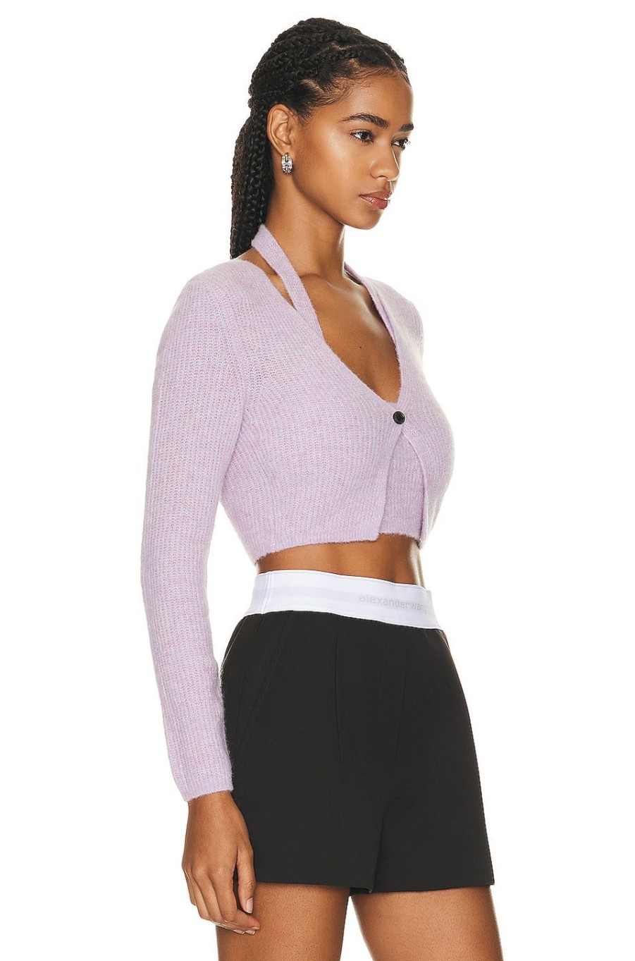 Women Alexander Wang Sweaters & Knits | Twinset Halter Cardigan Lavender Frost