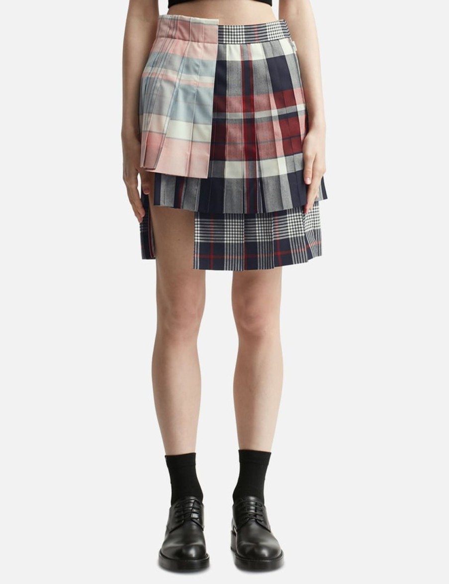 Women Thom Browne Skirts | Multi Pleats Mini Skirt Multicolor