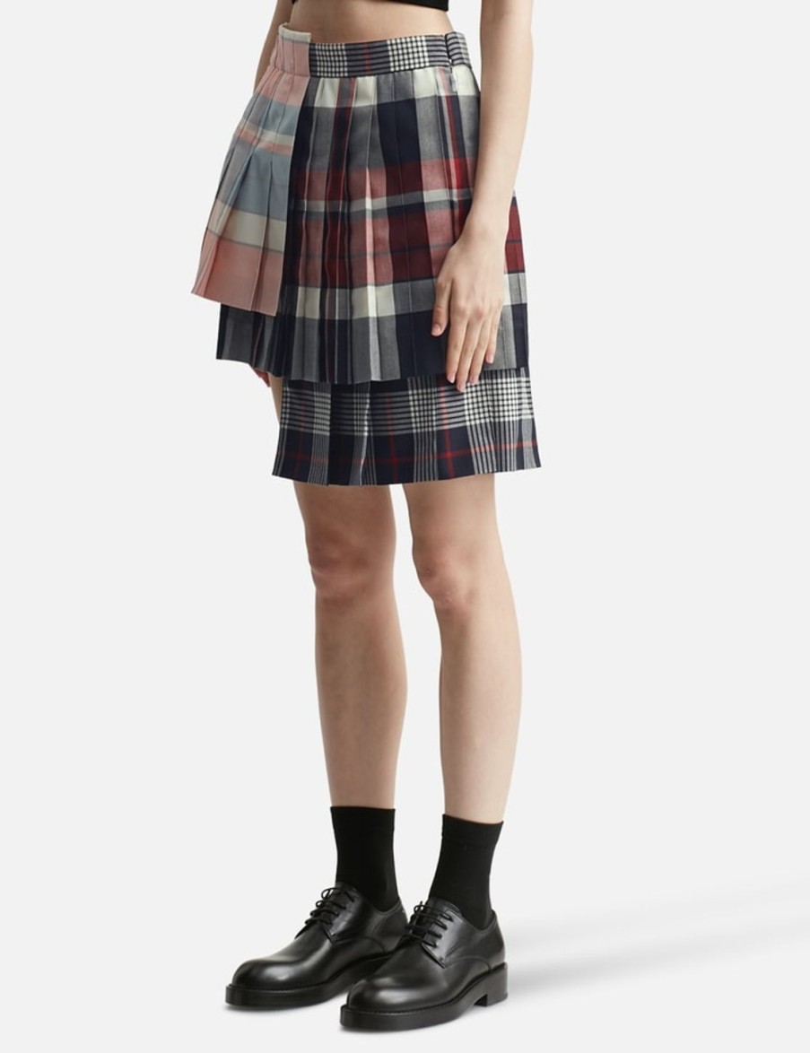 Women Thom Browne Skirts | Multi Pleats Mini Skirt Multicolor