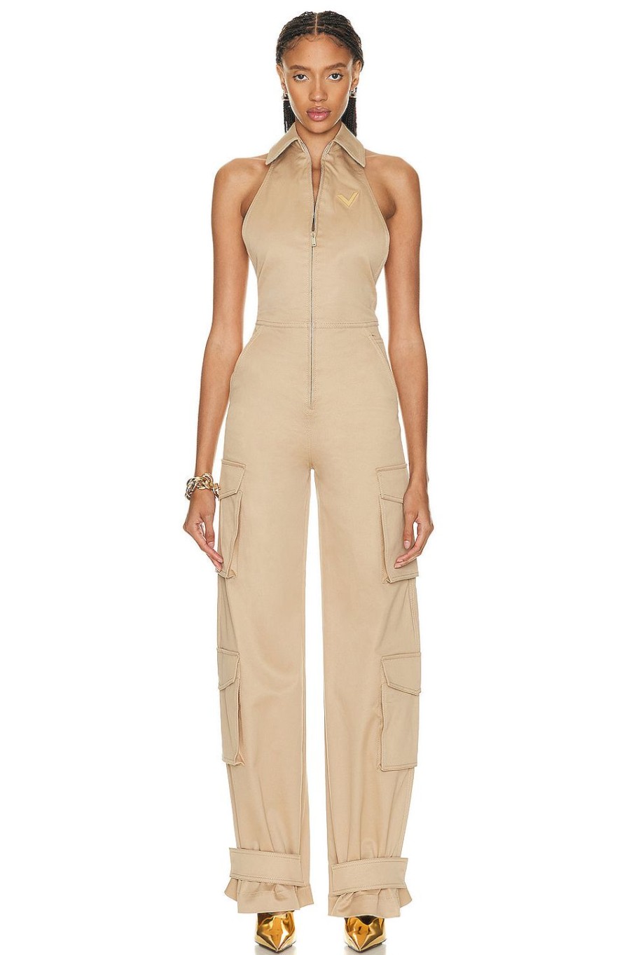 Women Valentino Jumpsuits & Rompers | Cargo Jumpsuit Beige