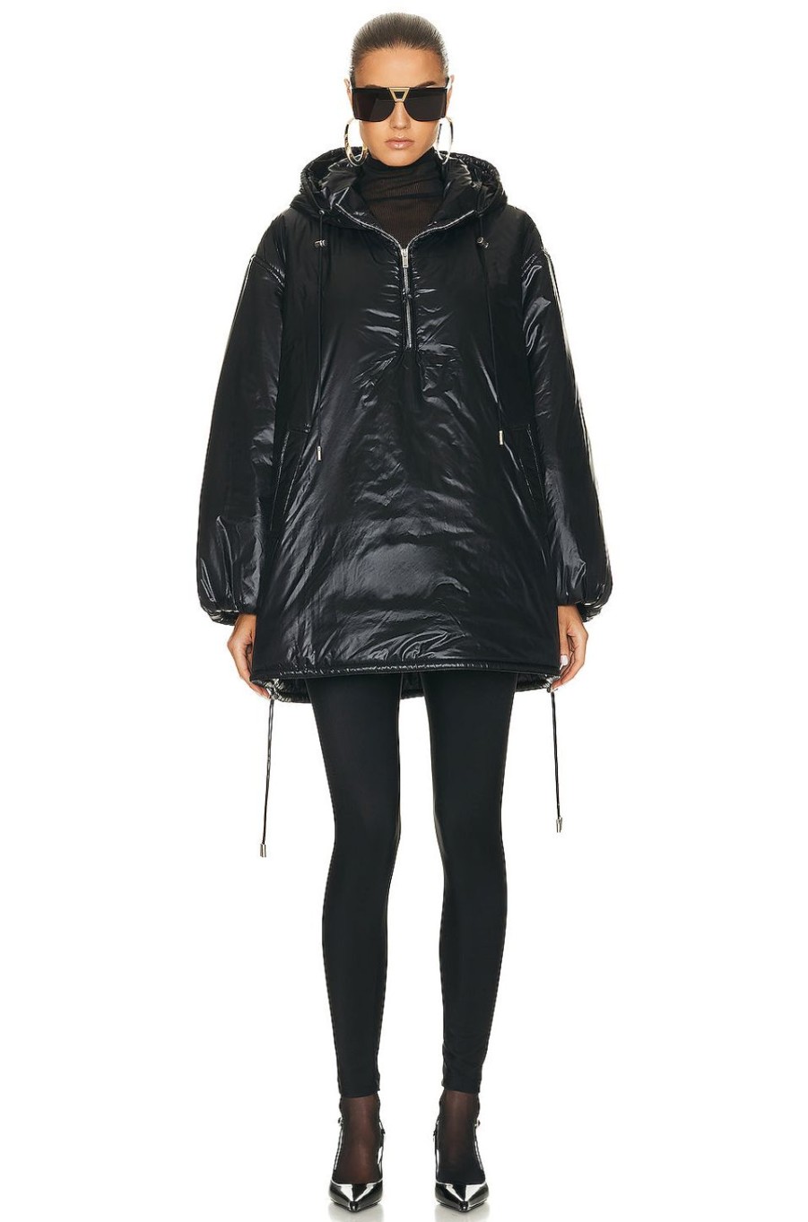 Women Saint Laurent Jackets & Coats | Half Zip Jacket Noir