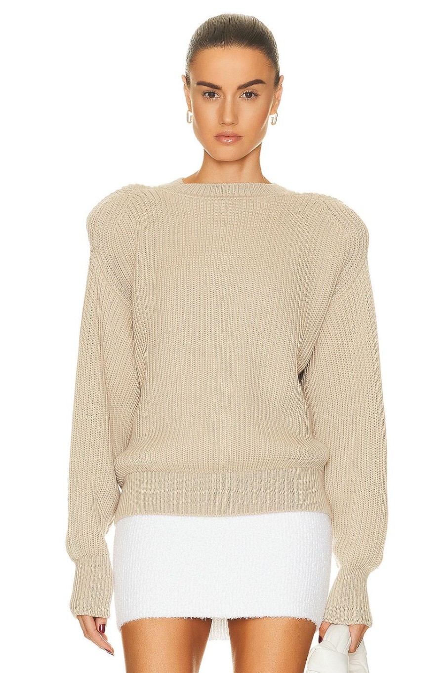 Women WARDROBE.NYC Sweaters & Knits | X Hailey Bieber Hb Knit Sweater Beige