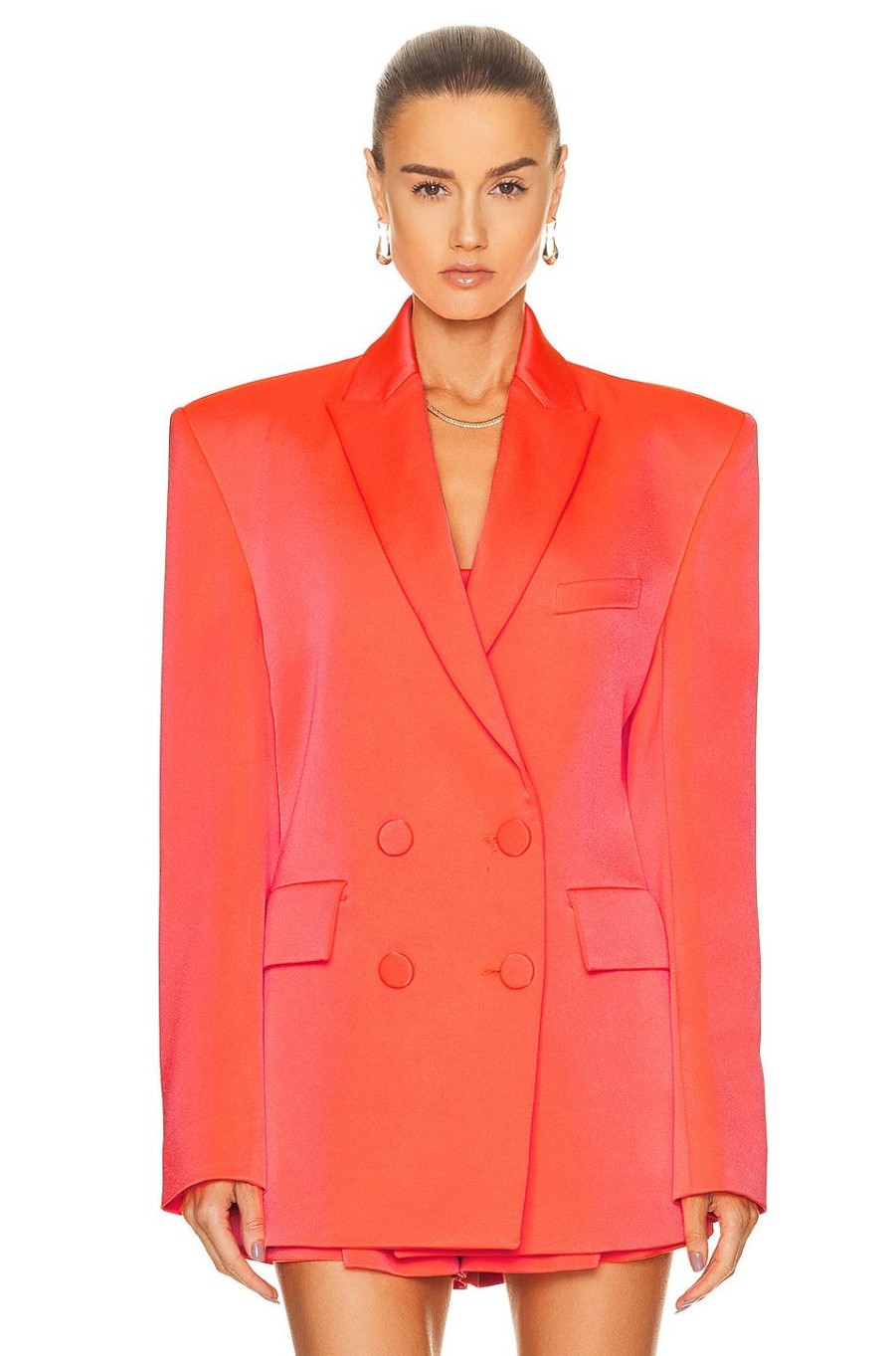 Women Alex Perry Jackets & Coats | Wells Boyfriend Double Breasted Blazer Coral