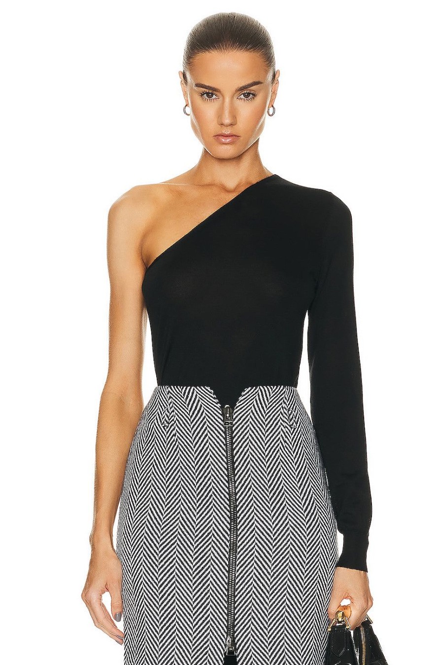 Women TOM FORD Tops | Cashmere Silk One Shoulder Top Black