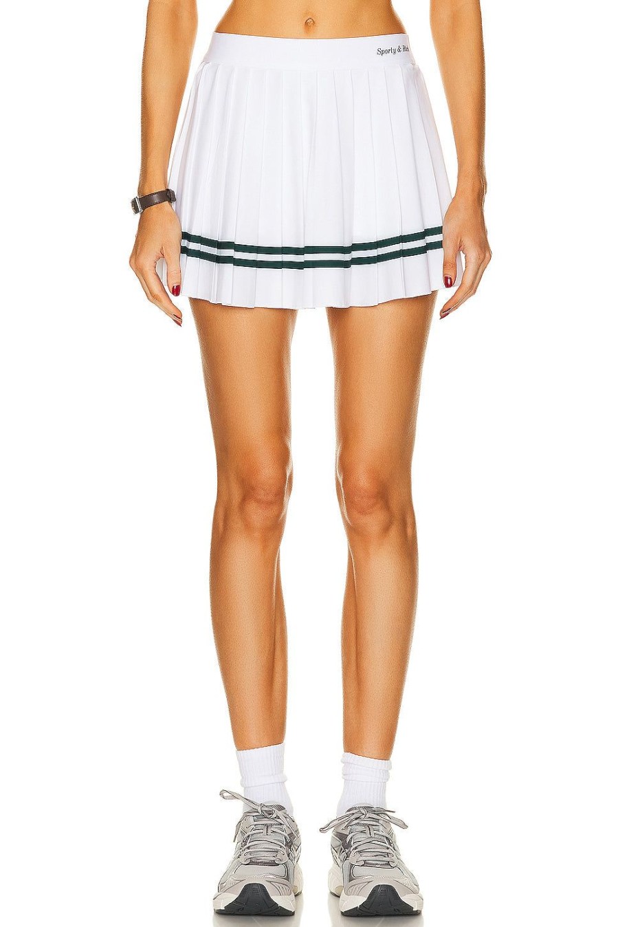 Women Sporty & Rich Skirts | Classic Logo Pleated Skirt White