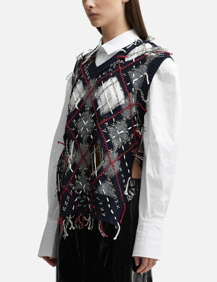 Women Maison Margiela Jackets & Coats | Cut-Out Knit Tank Multicolor