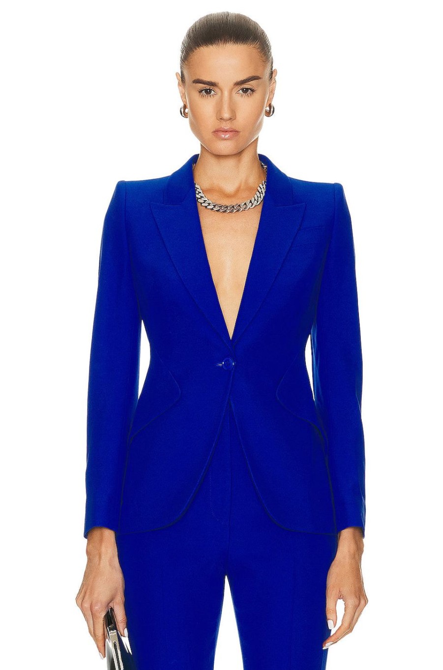 Women Alexander McQueen Jackets & Coats | One Button Jacket Ultramarine