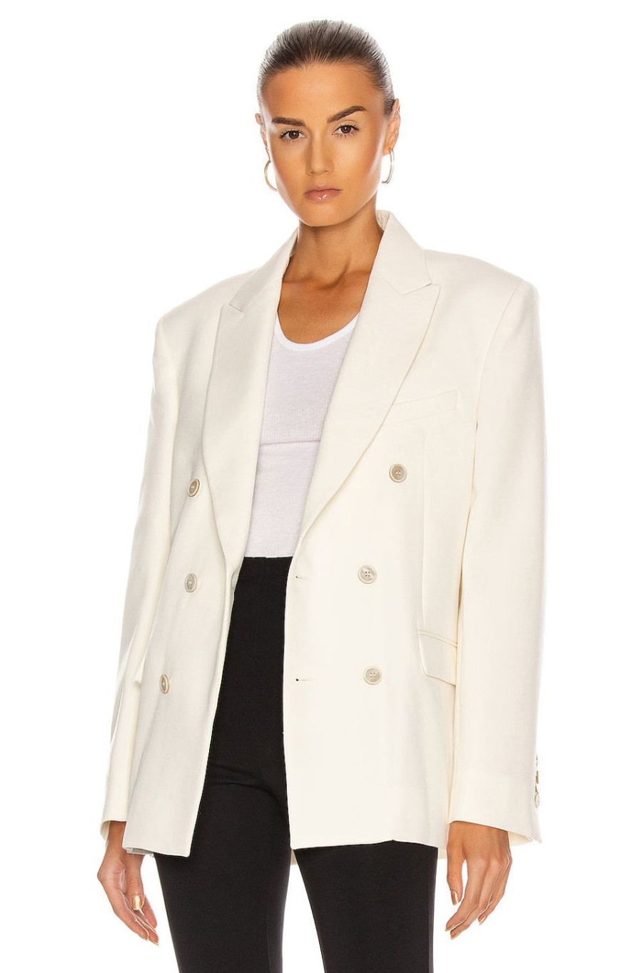 Women WARDROBE.NYC Jackets & Coats | Double Breasted Blazer Off White