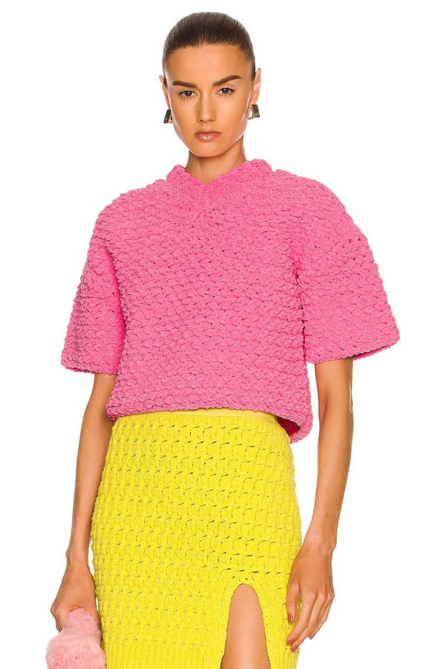 Women Bottega Veneta Sweaters & Knits | Heavy Weight Chenille Sweater Bubblegum