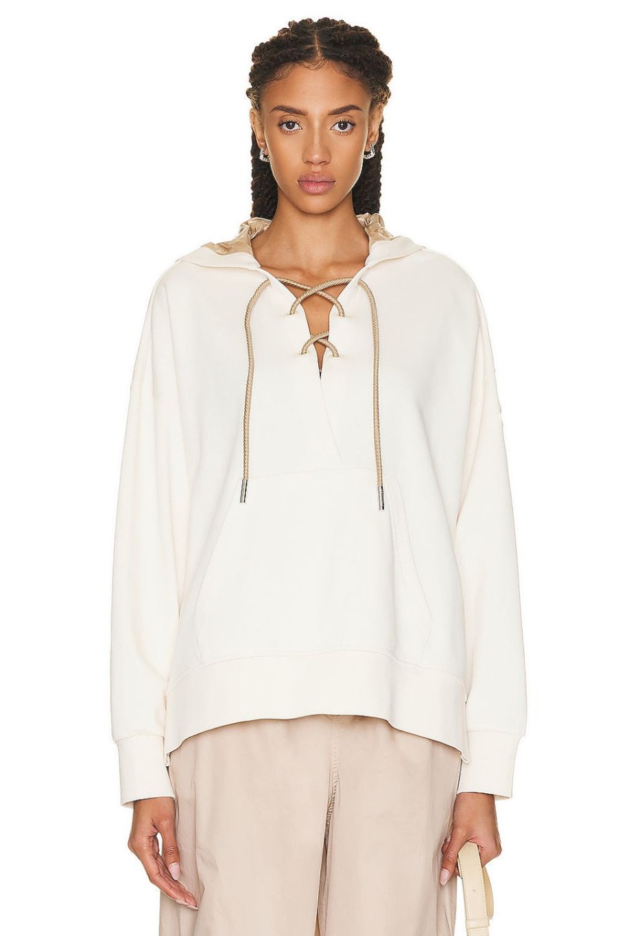 Women Moncler Sweaters & Knits | Laced Up Hoodie White