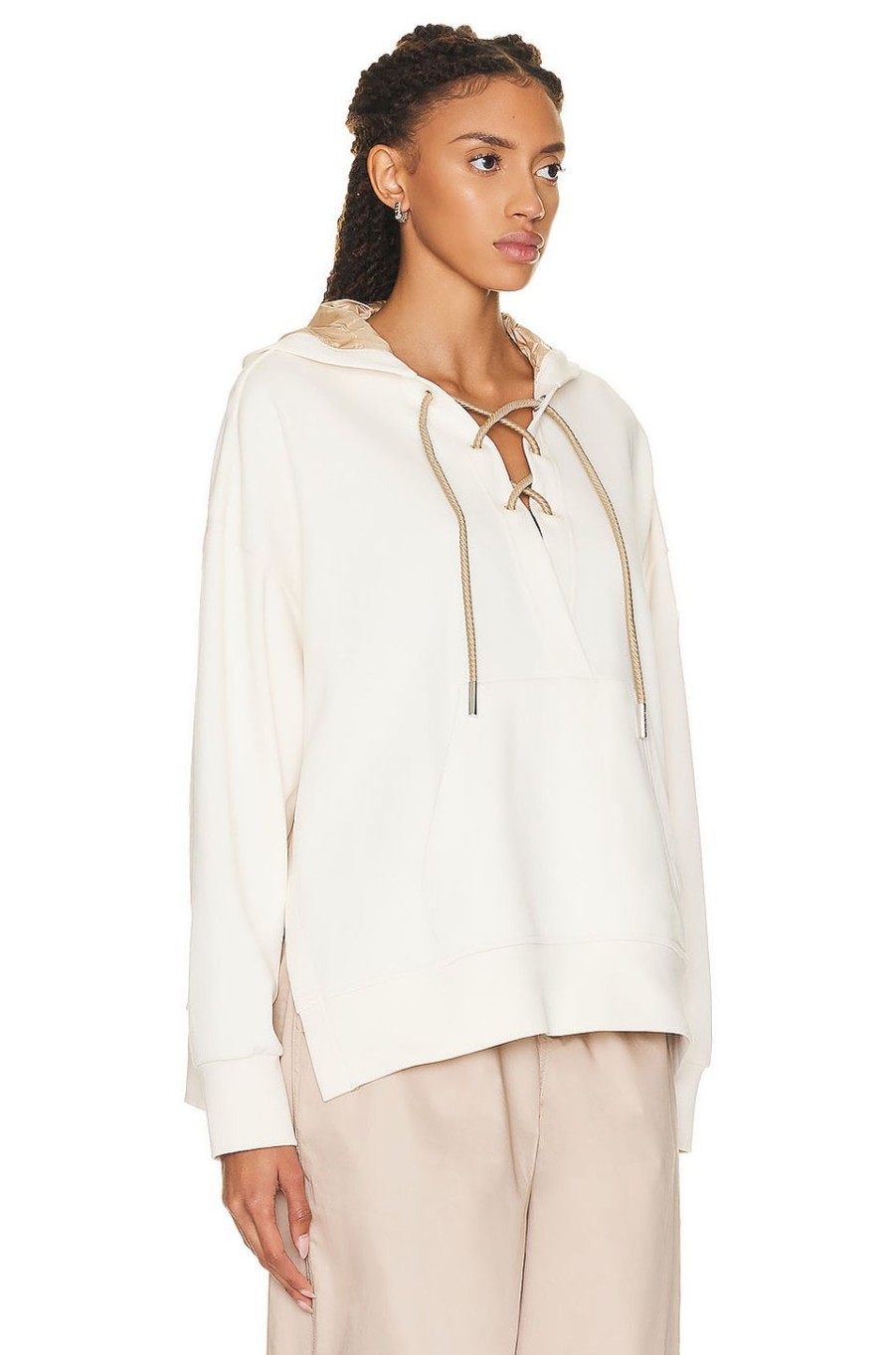 Women Moncler Sweaters & Knits | Laced Up Hoodie White