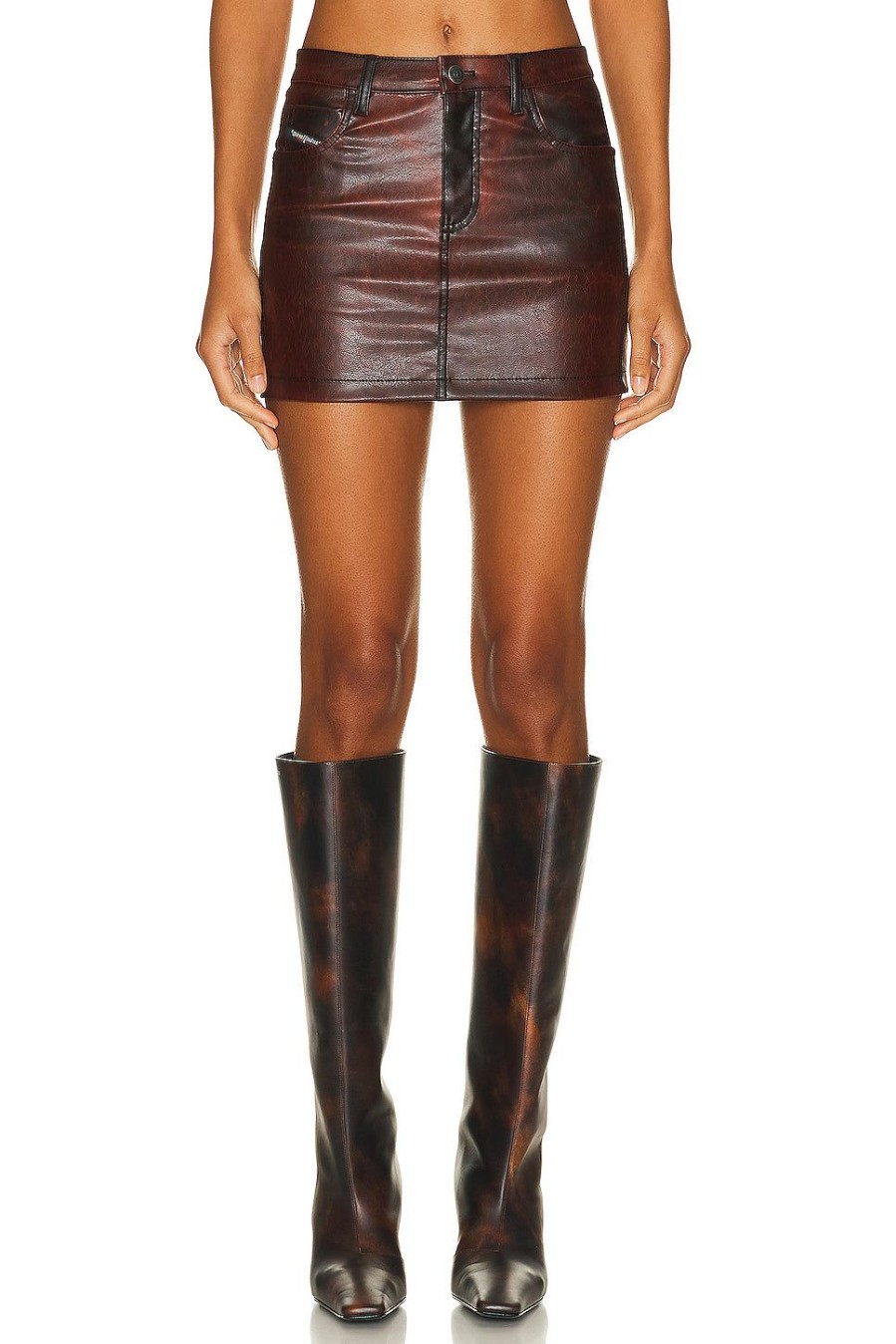 Women Diesel Skirts | Faux Leather Mini Skirt Red