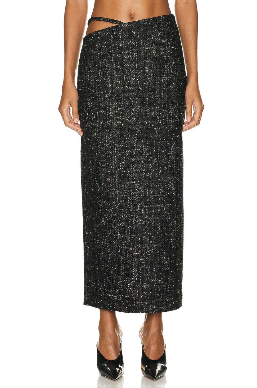 Women Zeynep Arcay Skirts | Midi Skirt Black & Gold