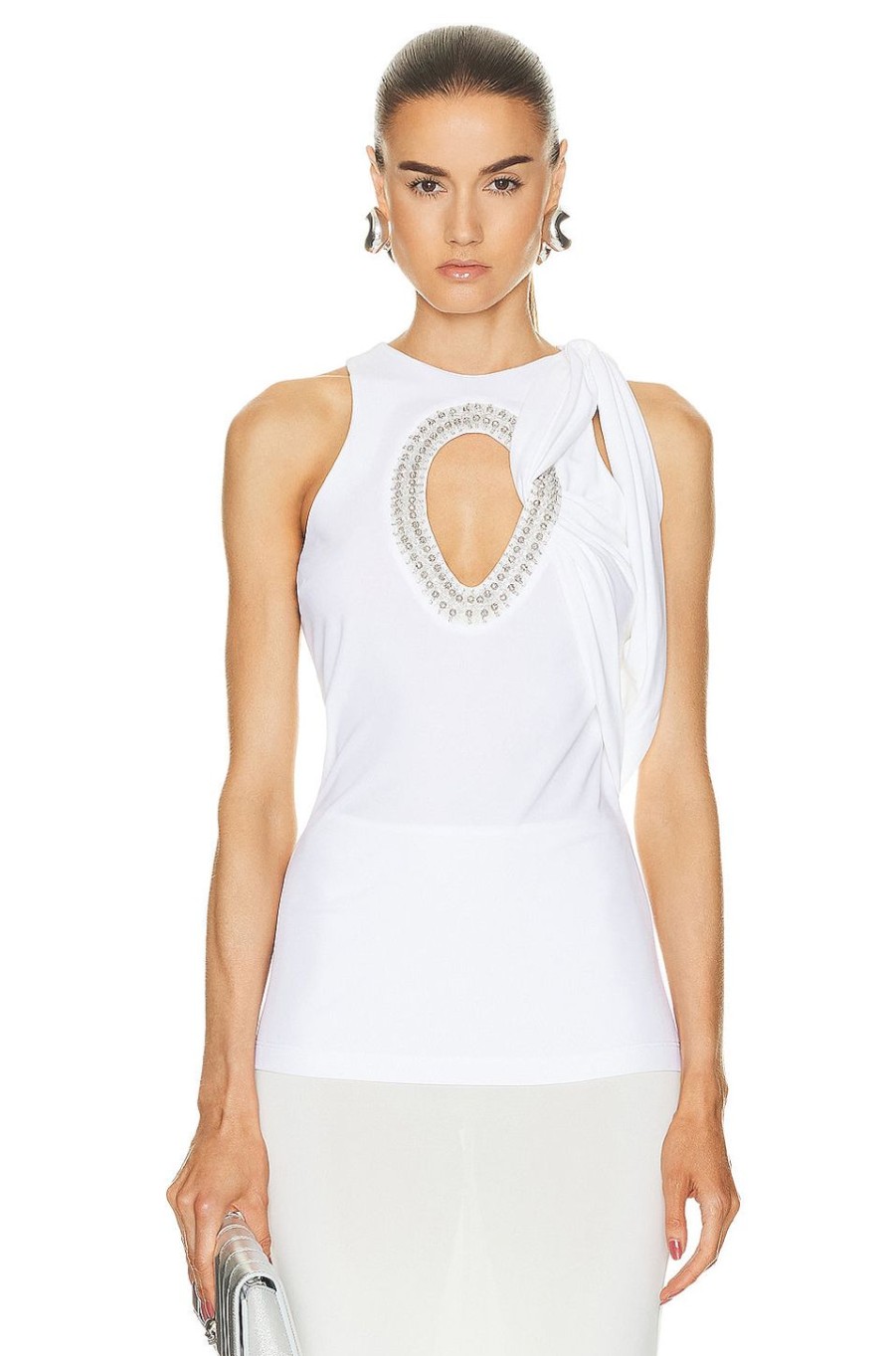 Women Givenchy Tops | Embroidered Halter Top White