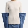 Women JW Anderson Sweaters & Knits | Denim Cuff Crewneck Top White