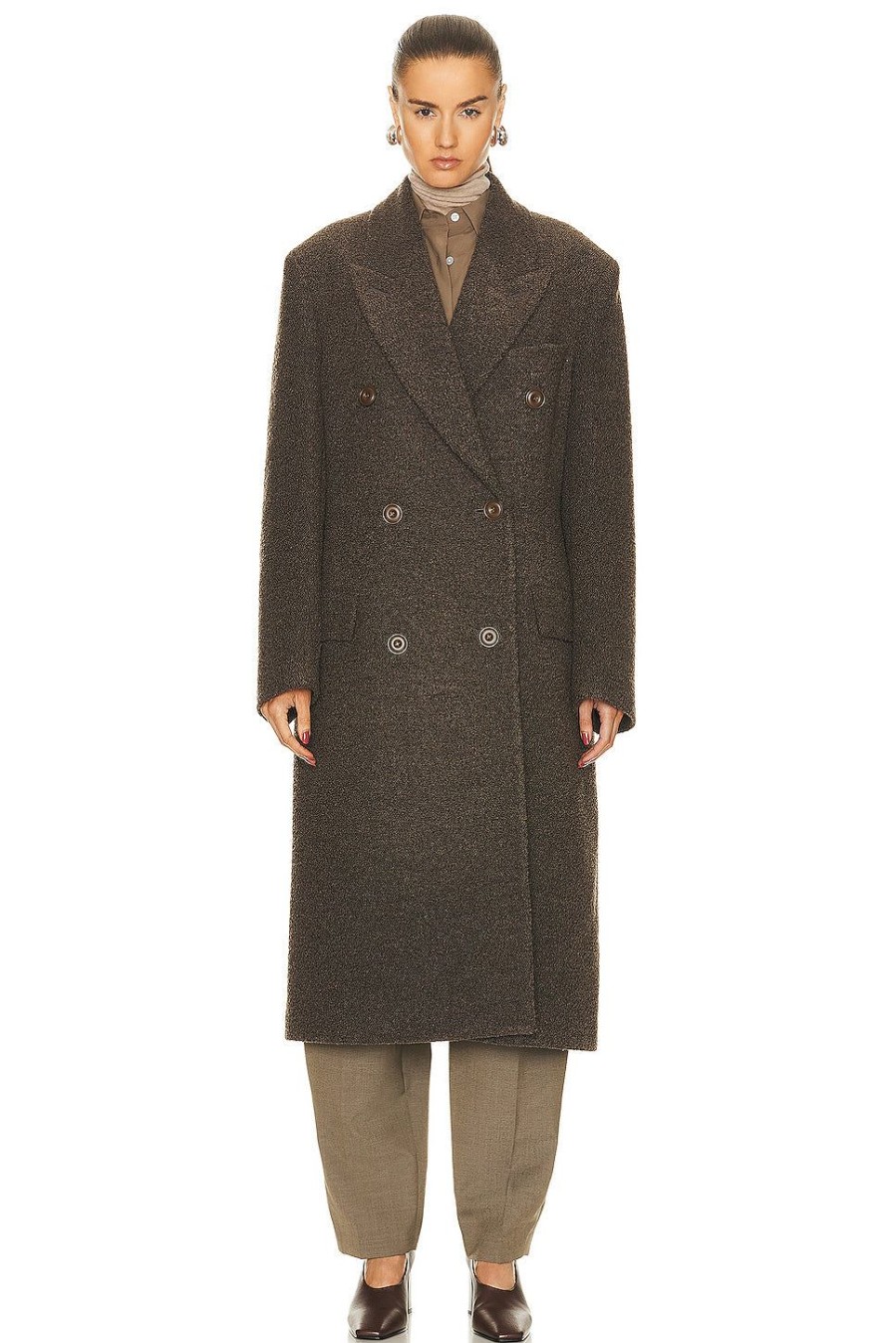 Women Acne Studios Jackets & Coats | Long Coat Taupe Grey