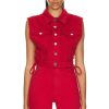 Women ALAÏA Jackets & Coats | Eyelet Vest Rouge Alaia