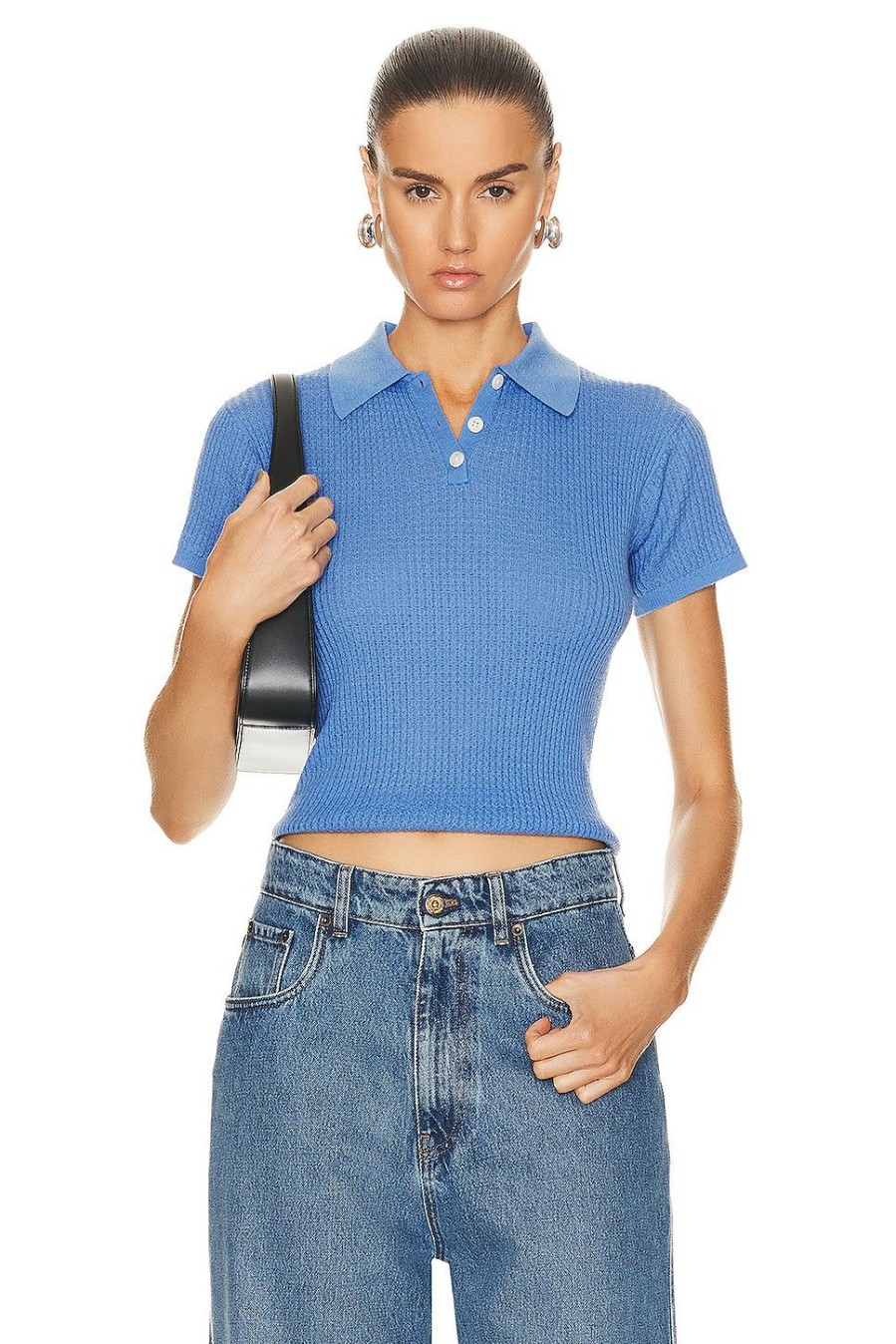 Women Guest In Residence Tops | Shrunken Polo Top Dawn Blue