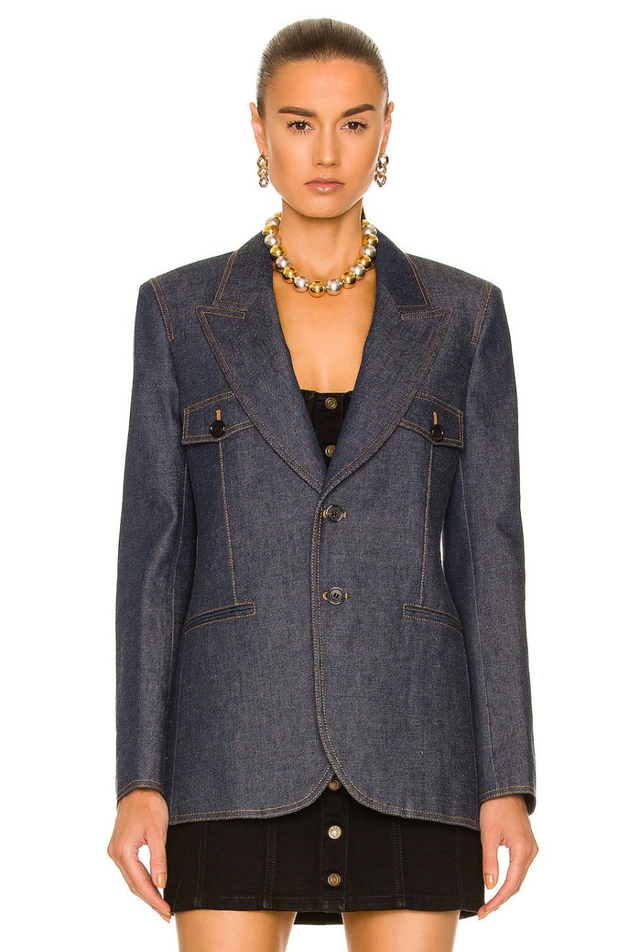 Women Saint Laurent Jackets & Coats | Tailored Jacket Deep Blue Marine