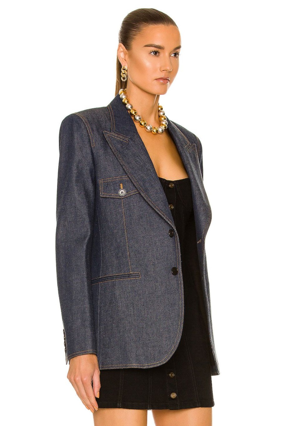 Women Saint Laurent Jackets & Coats | Tailored Jacket Deep Blue Marine