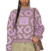 Women Acne Studios Sweaters & Knits | Face Sweater Khaki Beige & Smoky Purple