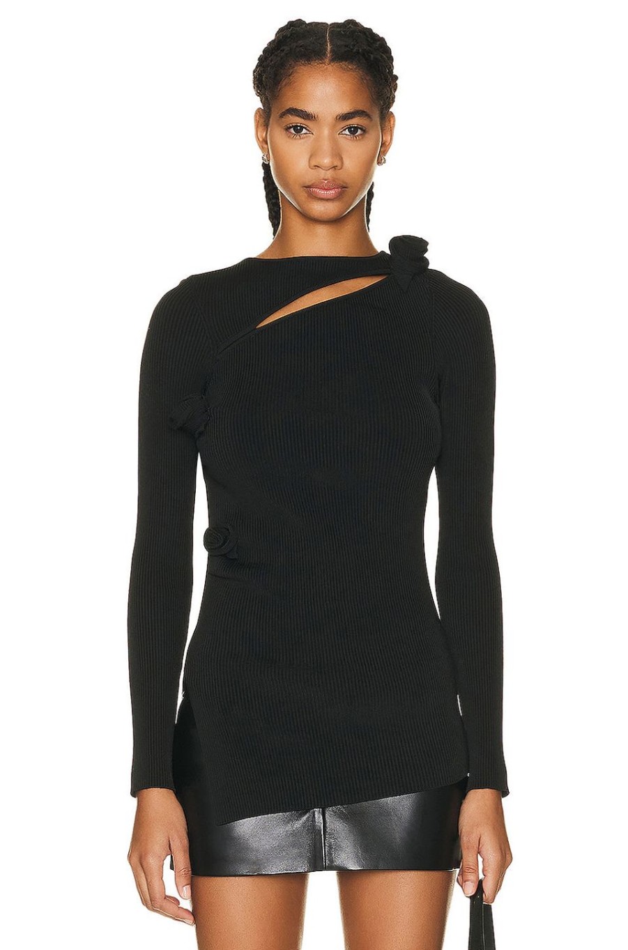 Women Coperni Tops | Asymmetrical Knit Top Black