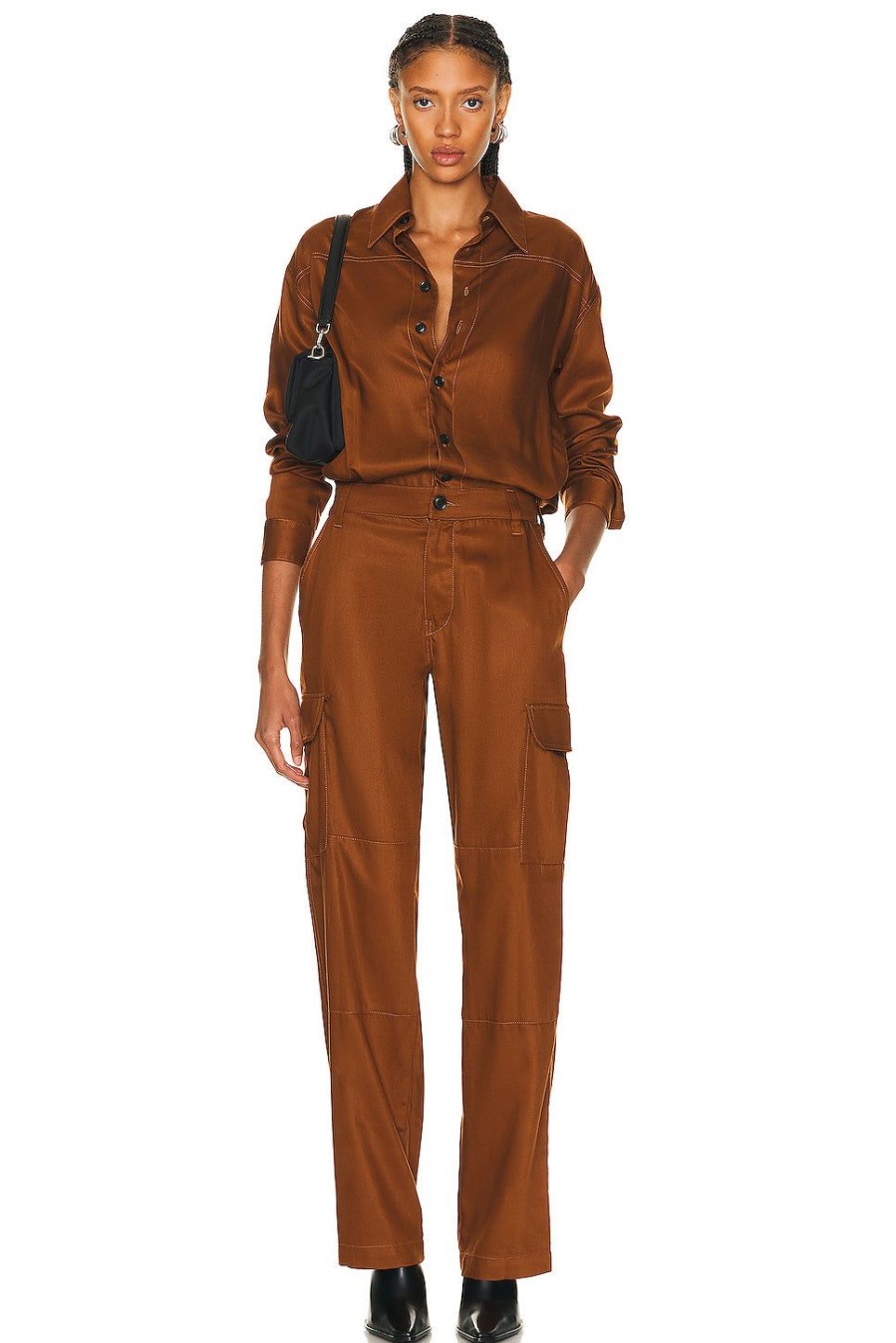 Women RTA Jumpsuits & Rompers | Cargo Jumpsuit Cognac