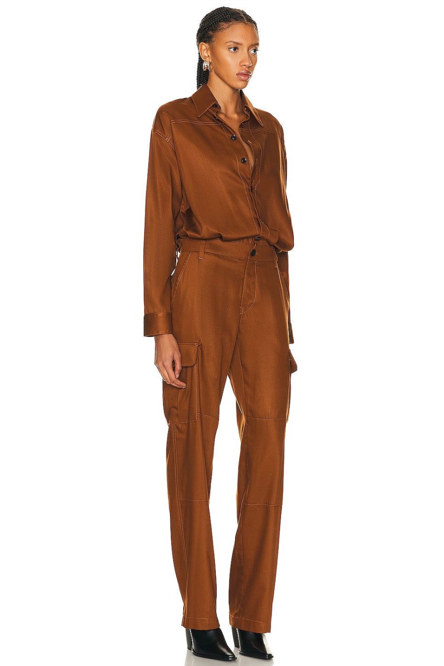 Women RTA Jumpsuits & Rompers | Cargo Jumpsuit Cognac