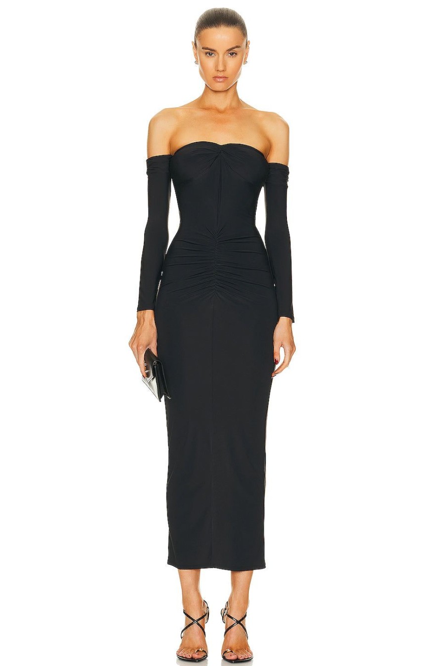 Women fleur du mal Dresses | Jersey Ruched Midi Dress Black