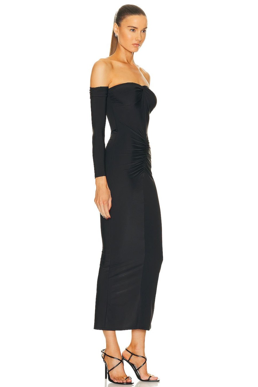 Women fleur du mal Dresses | Jersey Ruched Midi Dress Black