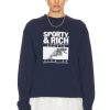 Women Sporty & Rich Sweaters & Knits | Motion Club Crewneck Sweatshirt Navy & White