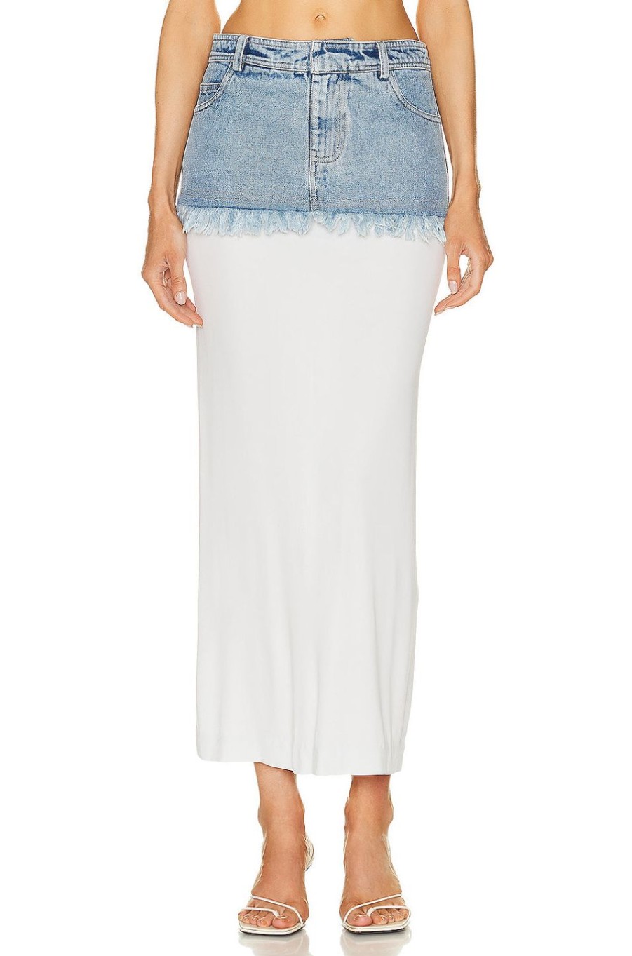 Women Christopher Esber Skirts | Denim Waist Column Skirt Indigo & Dove Grey