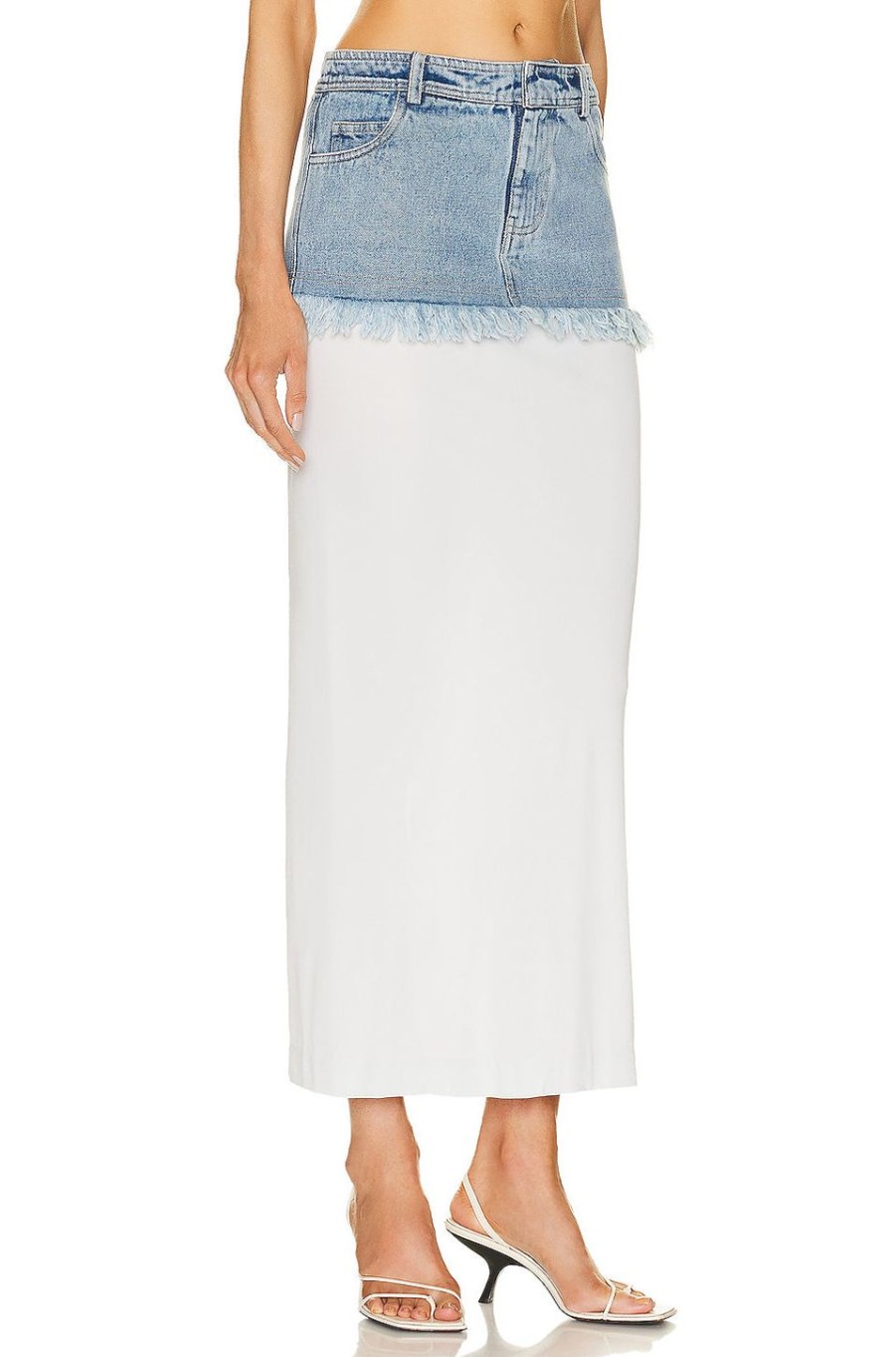 Women Christopher Esber Skirts | Denim Waist Column Skirt Indigo & Dove Grey