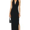 Women Norma Kamali Dresses | Halter Neeta Side Slit Gown Black