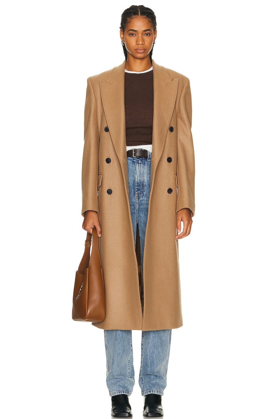 Women NILI LOTAN Jackets & Coats | Edmont Double Breasted Long Coat Camel