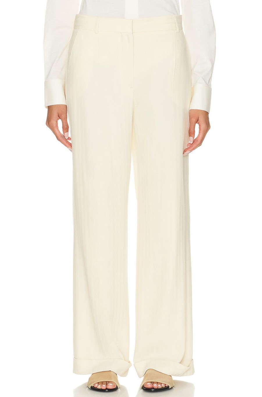 Women Toteme Pants | Tailored Herringbone Suit Trouser Bleached Sand