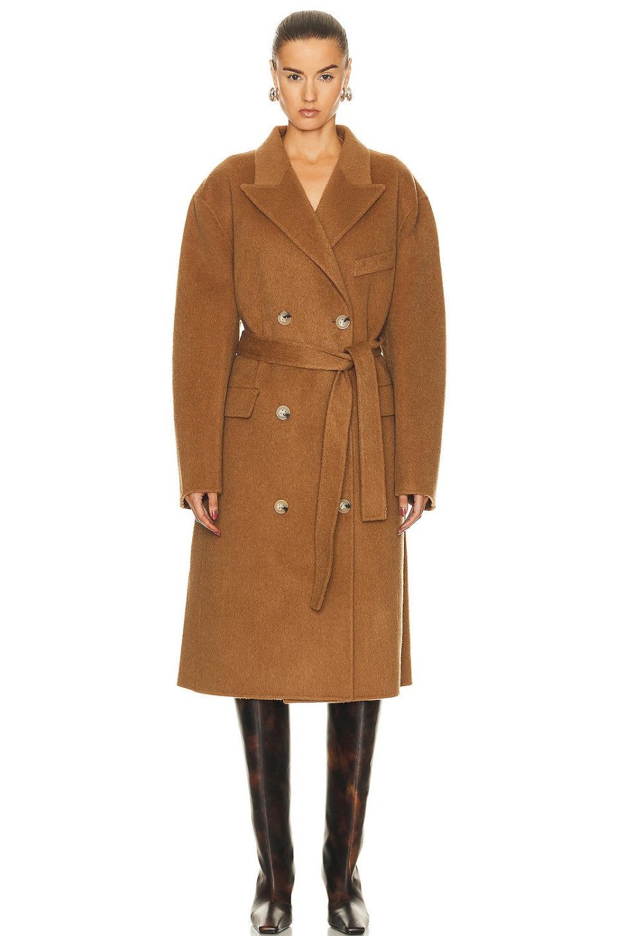 Women Acne Studios Jackets & Coats | Belted Trench Coat Camel Beige