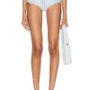 Women Coperni Shorts | Denim High Waist Briefs Ice Blue