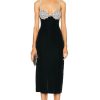 Women PatBO Dresses | Crystal Chain Velvet Midi Dress Black