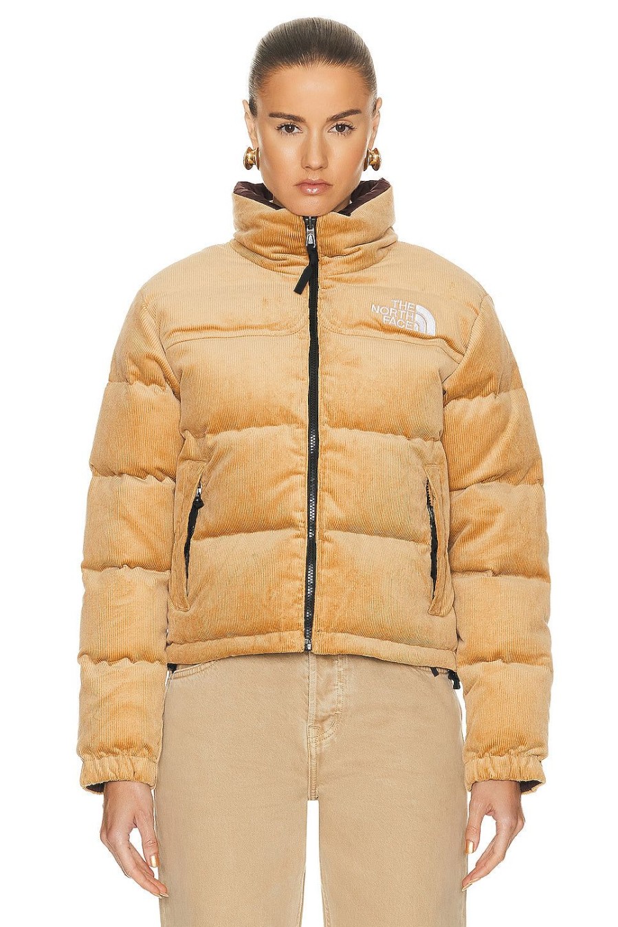 Women The North Face Jackets & Coats | 92 Reversible Nuptse Jacket Almond Butter & Coal Brown