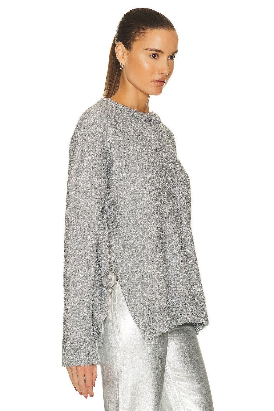 Women RABANNE Sweaters & Knits | Pullover Sweater Light Silver