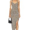 Women Norma Kamali Dresses | Cayla Side Drape Gown Bb Leopard