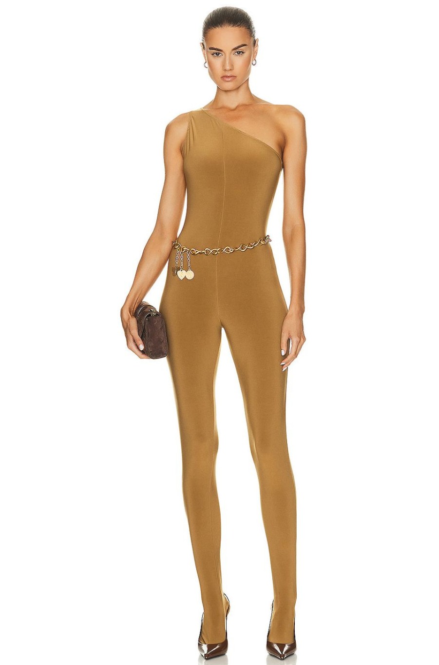 Women Norma Kamali Jumpsuits & Rompers | One Shoulder Catsuit Woods