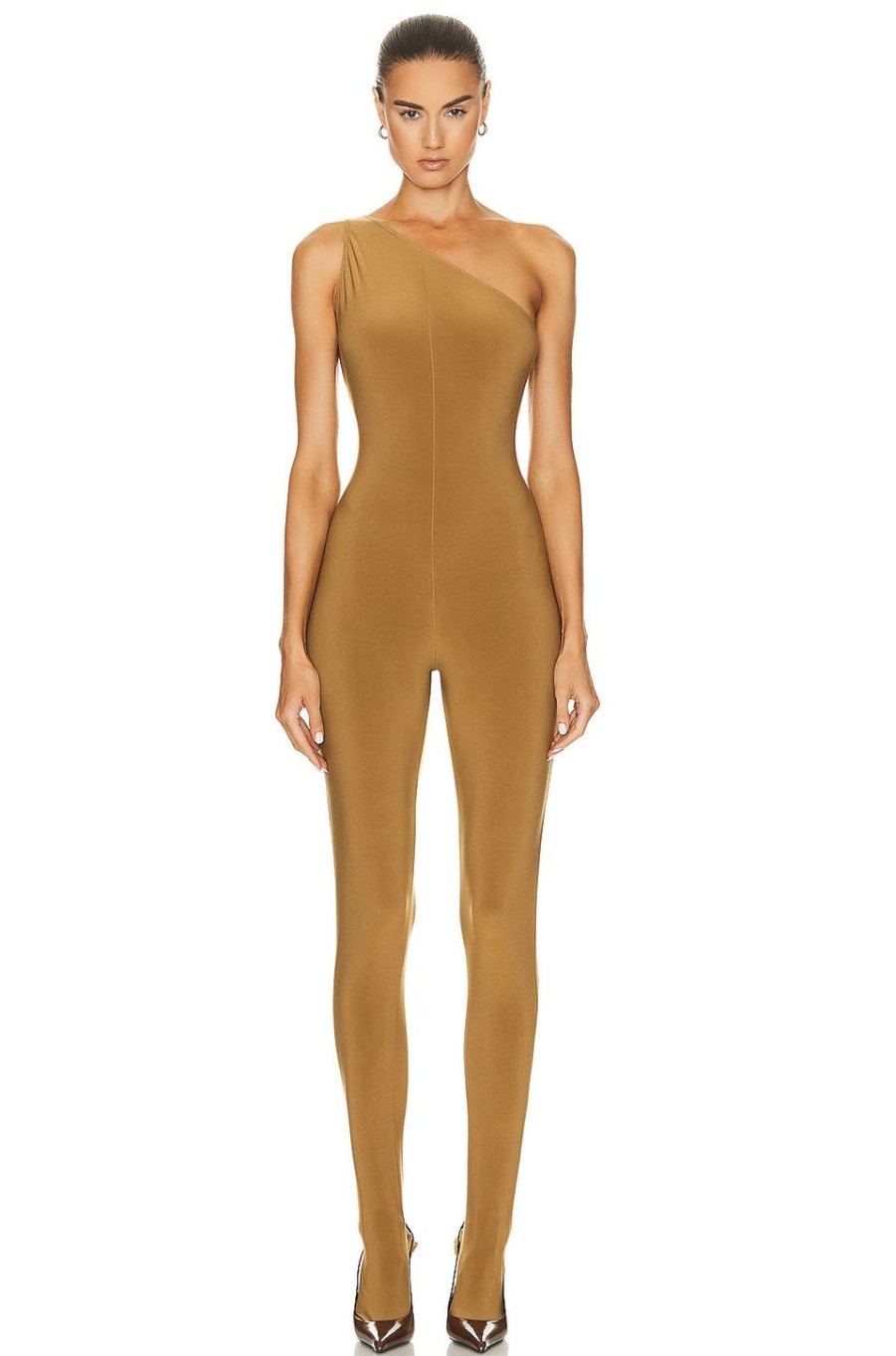 Women Norma Kamali Jumpsuits & Rompers | One Shoulder Catsuit Woods